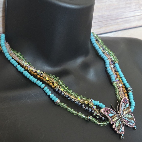 Betsey Johnson Colorful Butterfly Necklace NWT - Picture 3 of 15